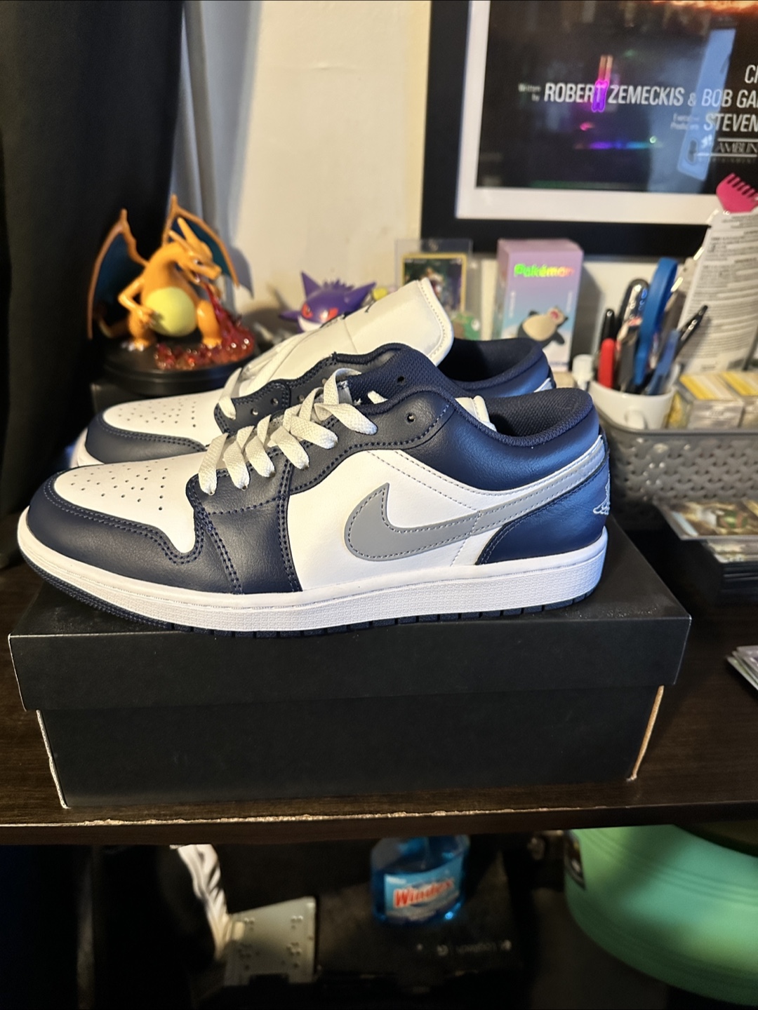 Men’s 9.5 Air Jordan 1 Low 'White/Navy' - photo 3