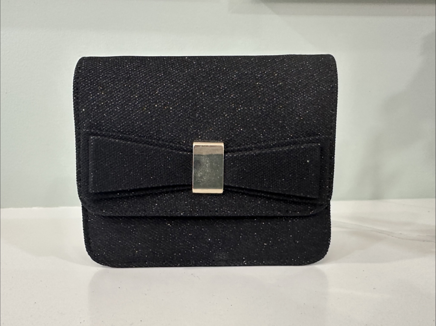Black Sparkle Bow Clutch