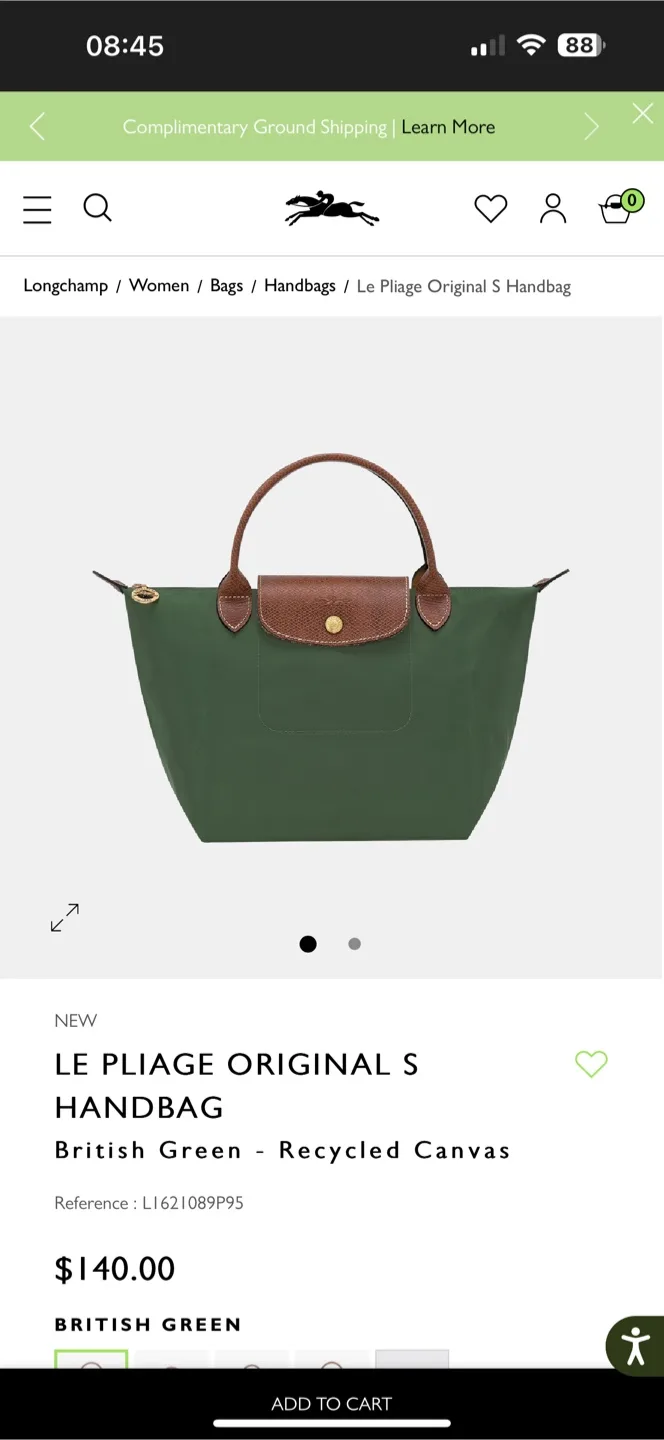Longchamp Le Pliage Green Handbag thumbnail