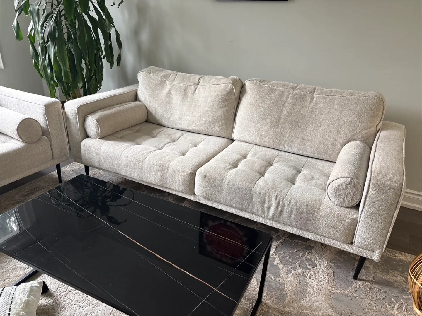 Modern Love Seat & Sofa Set - Beige Fabric image indicator(3)