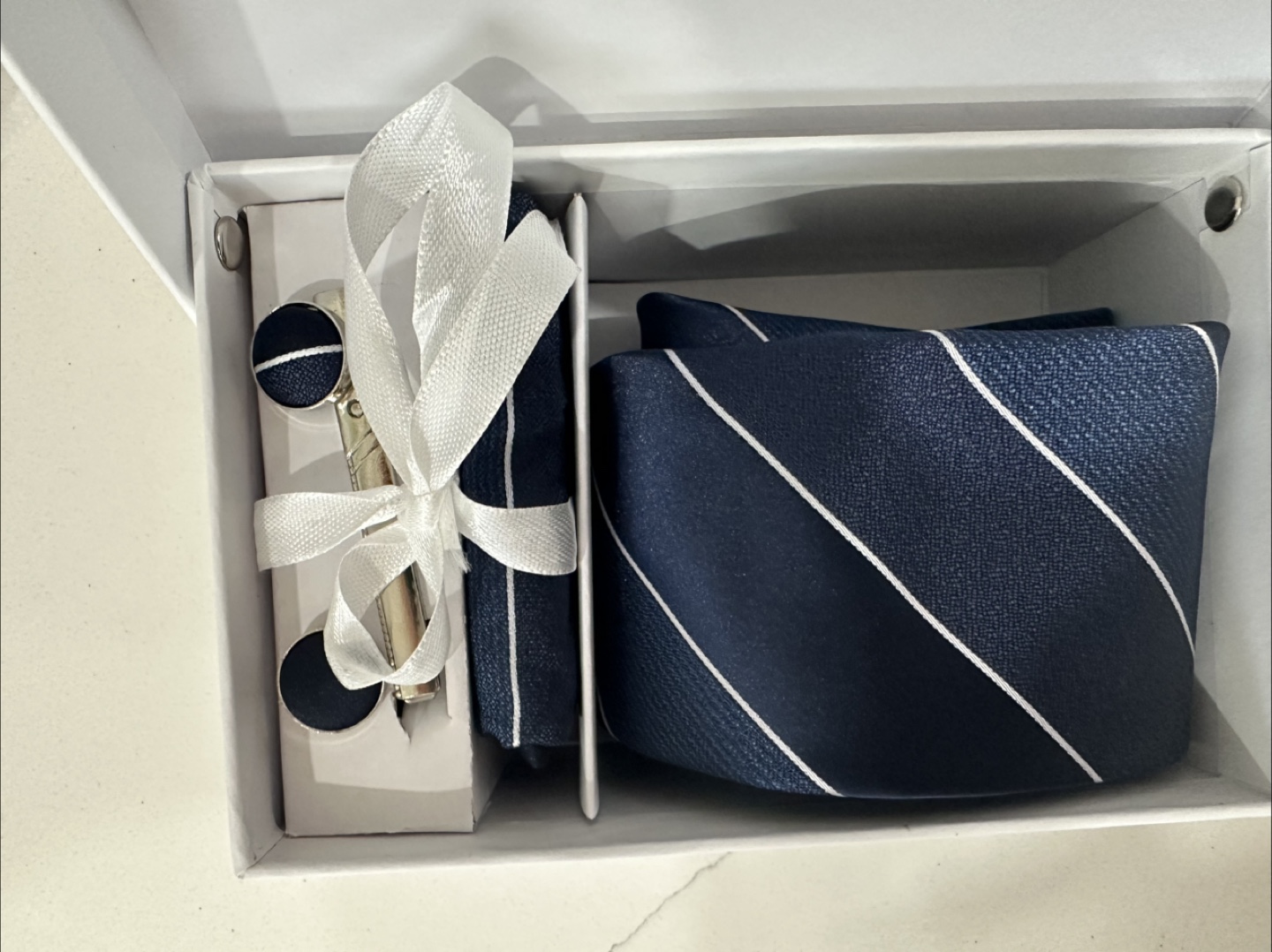 Men's Navy Blue Tie and Cufflinks Gift Set - photo 2