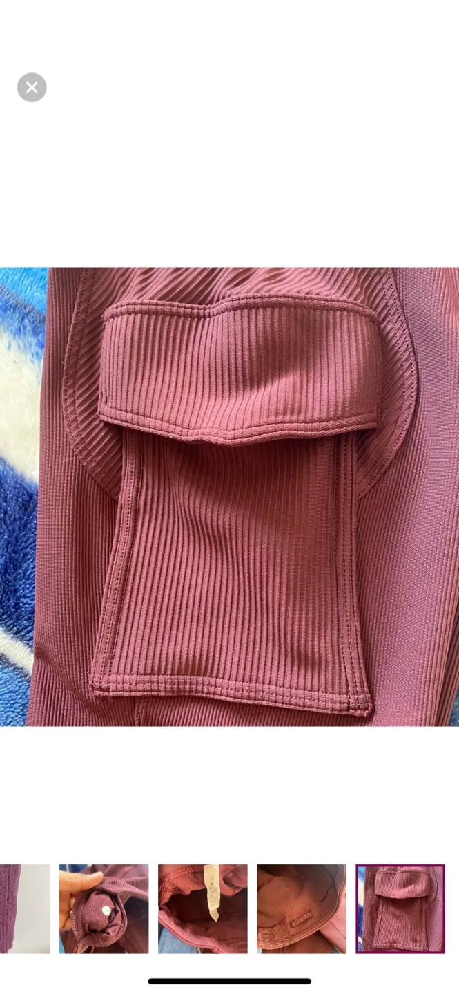 Lululemon Burgundy Cargo Leggings HR size 4 image indicator(2)