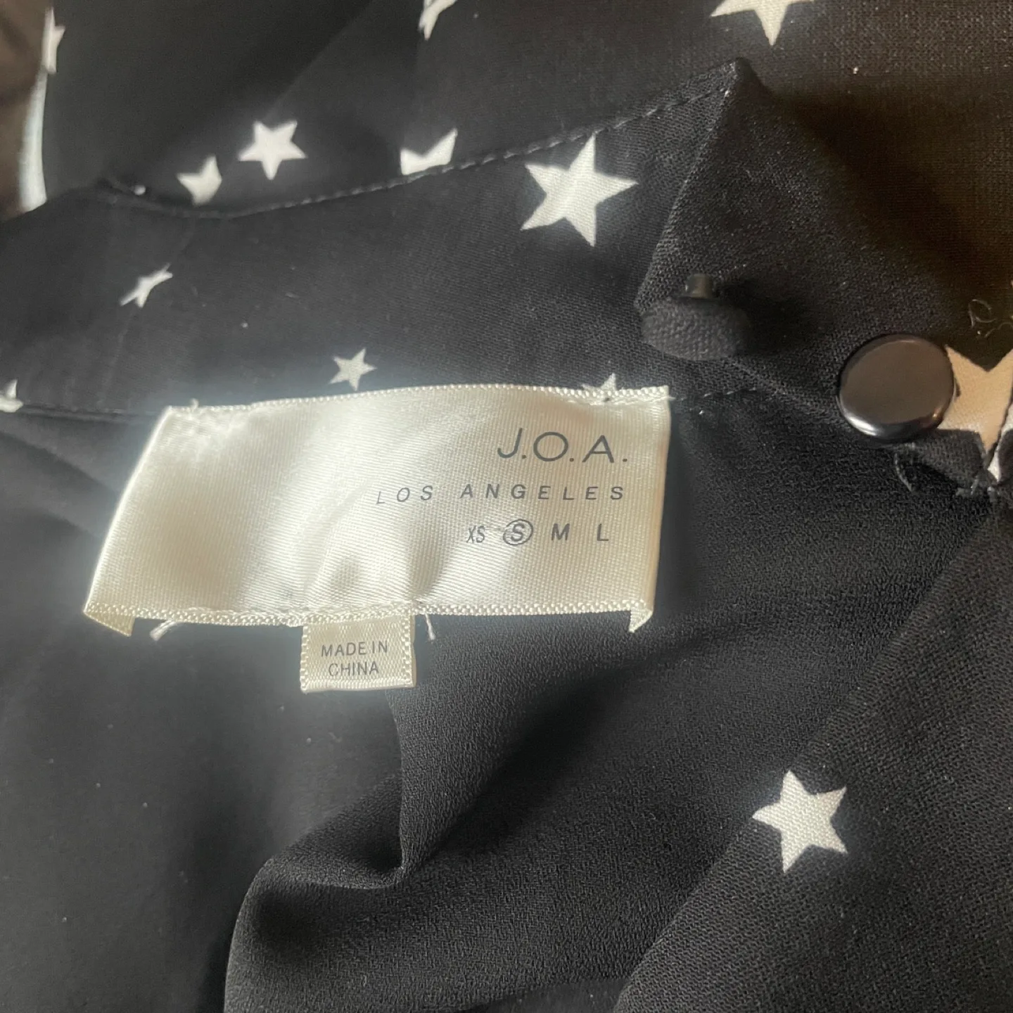 J.O.A. Black Star Print Choker Neck Wrap Dress Size Small image indicator(5)