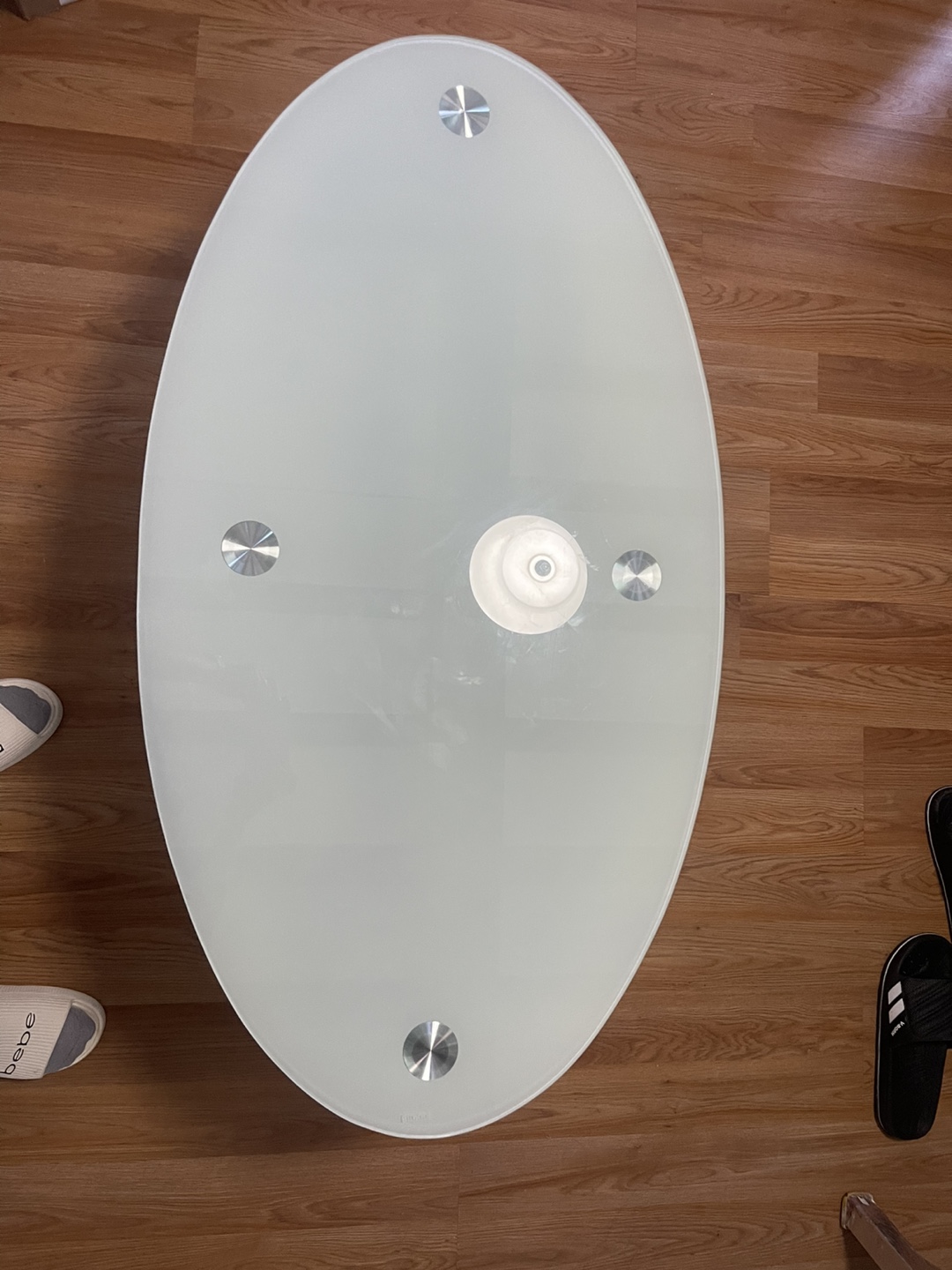 Oval Glass Coffee Table with Chrome Legs - photo 3