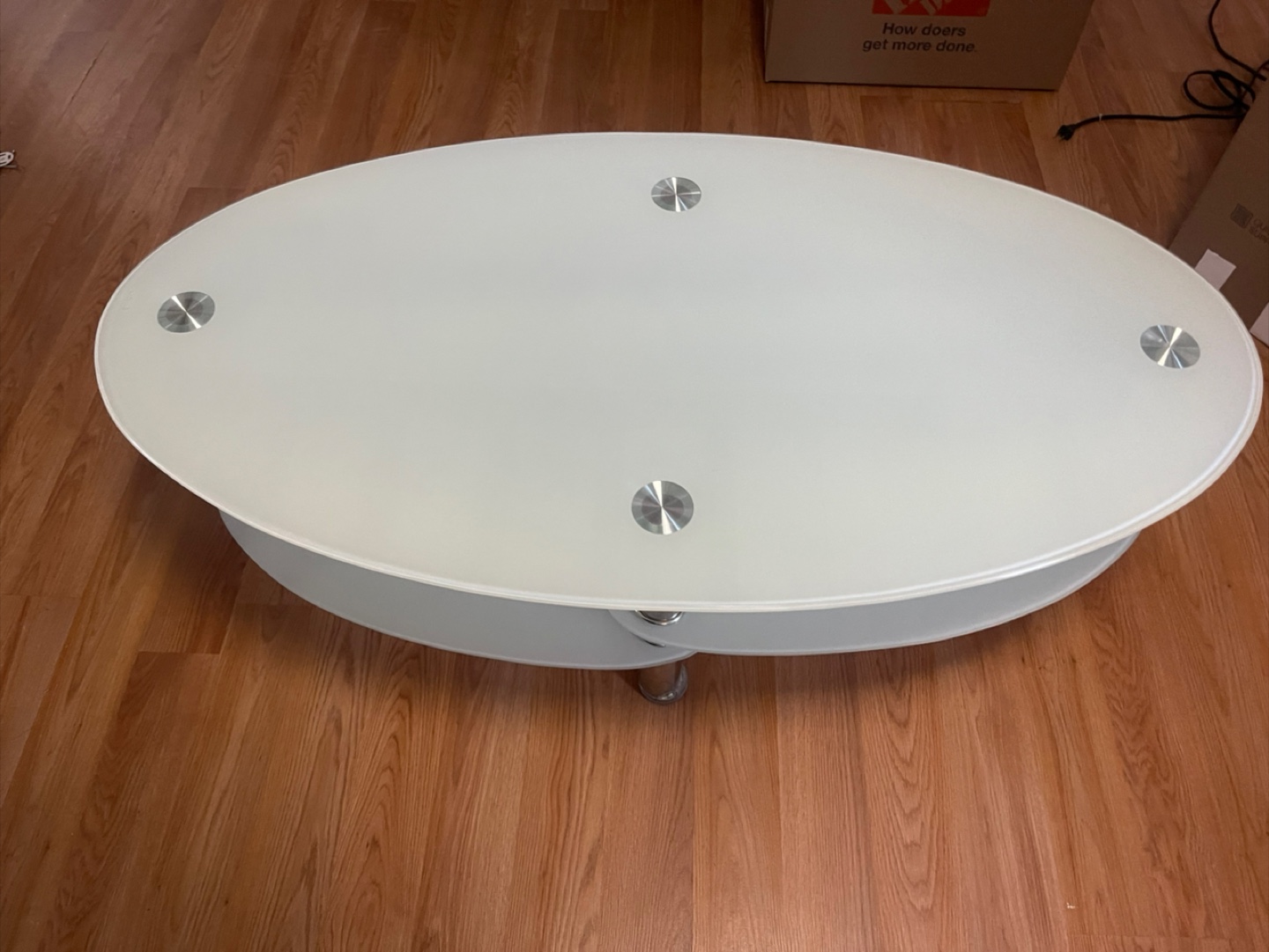 Oval Glass Coffee Table with Chrome Legs - photo 4