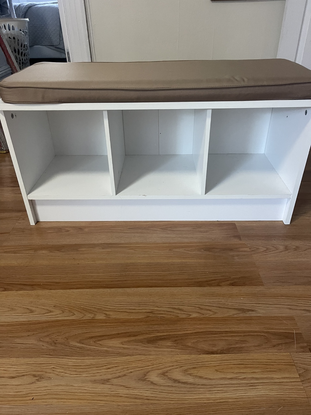 White Entryway Bench with Storage - photo 4