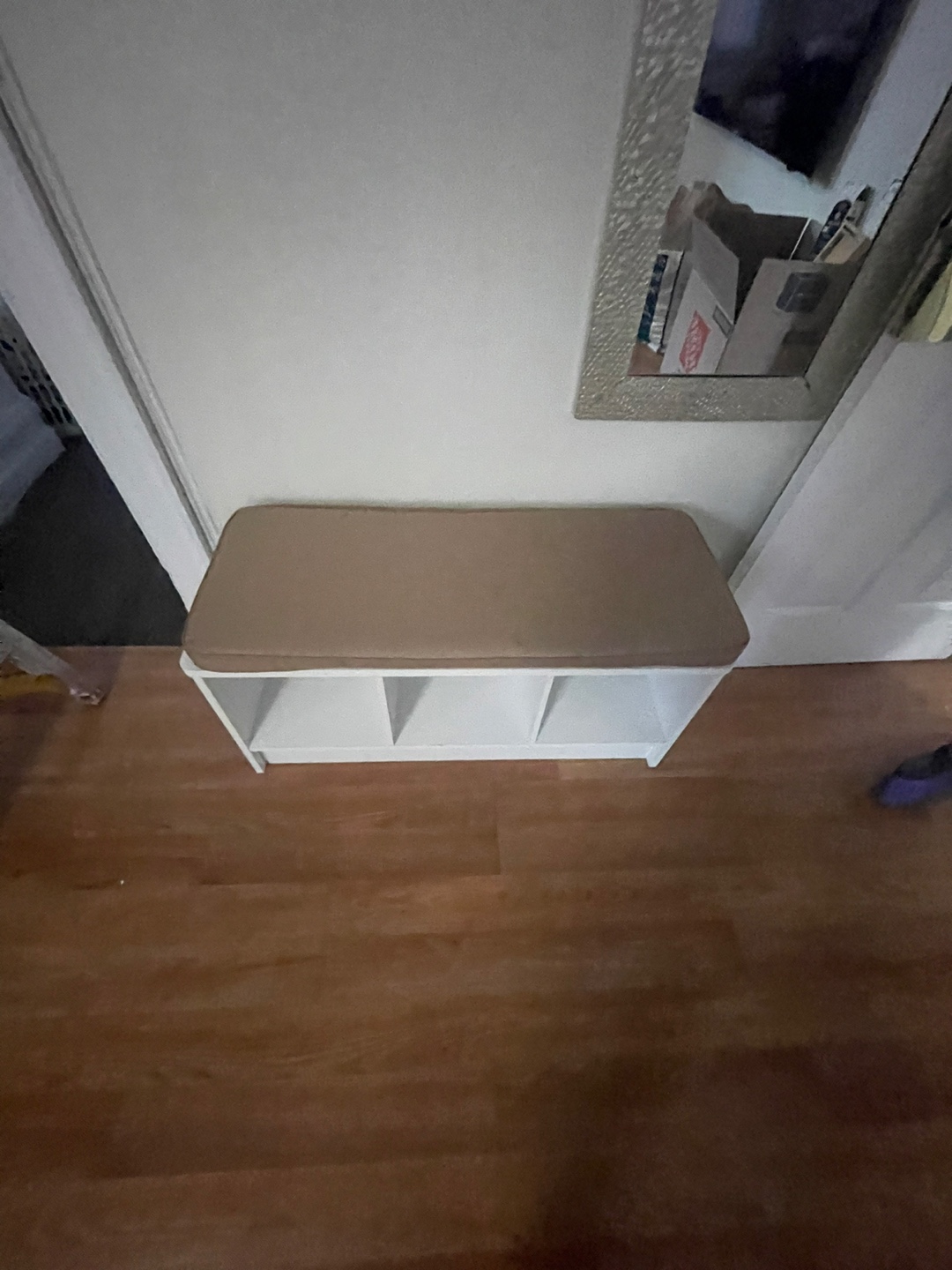 White Entryway Bench with Storage