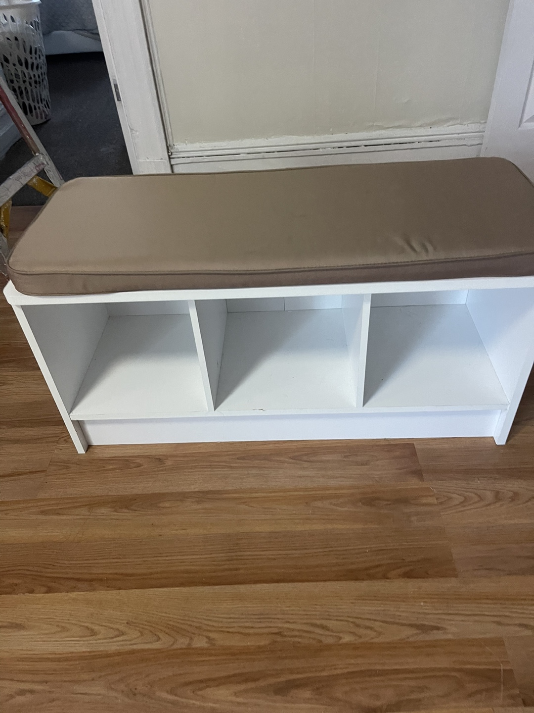 White Entryway Bench with Storage - photo 3