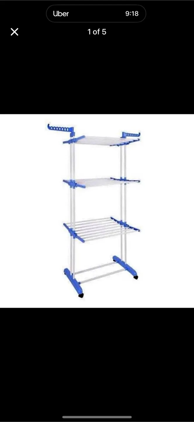 Three-Tier Rolling Clothes Drying Rack thumbnail