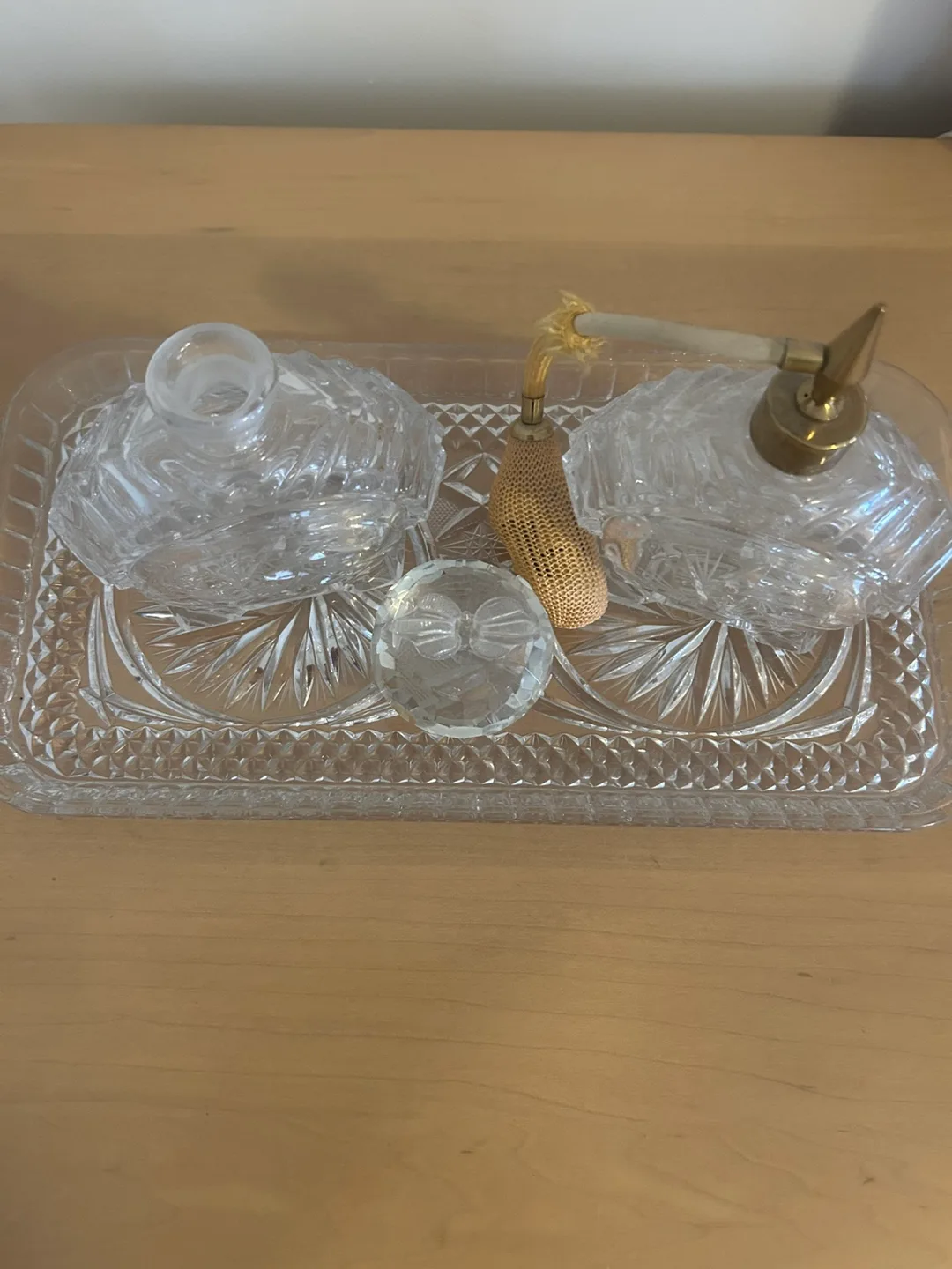 Vintage Crystal Perfume Bottles and Tray Set image indicator(2)