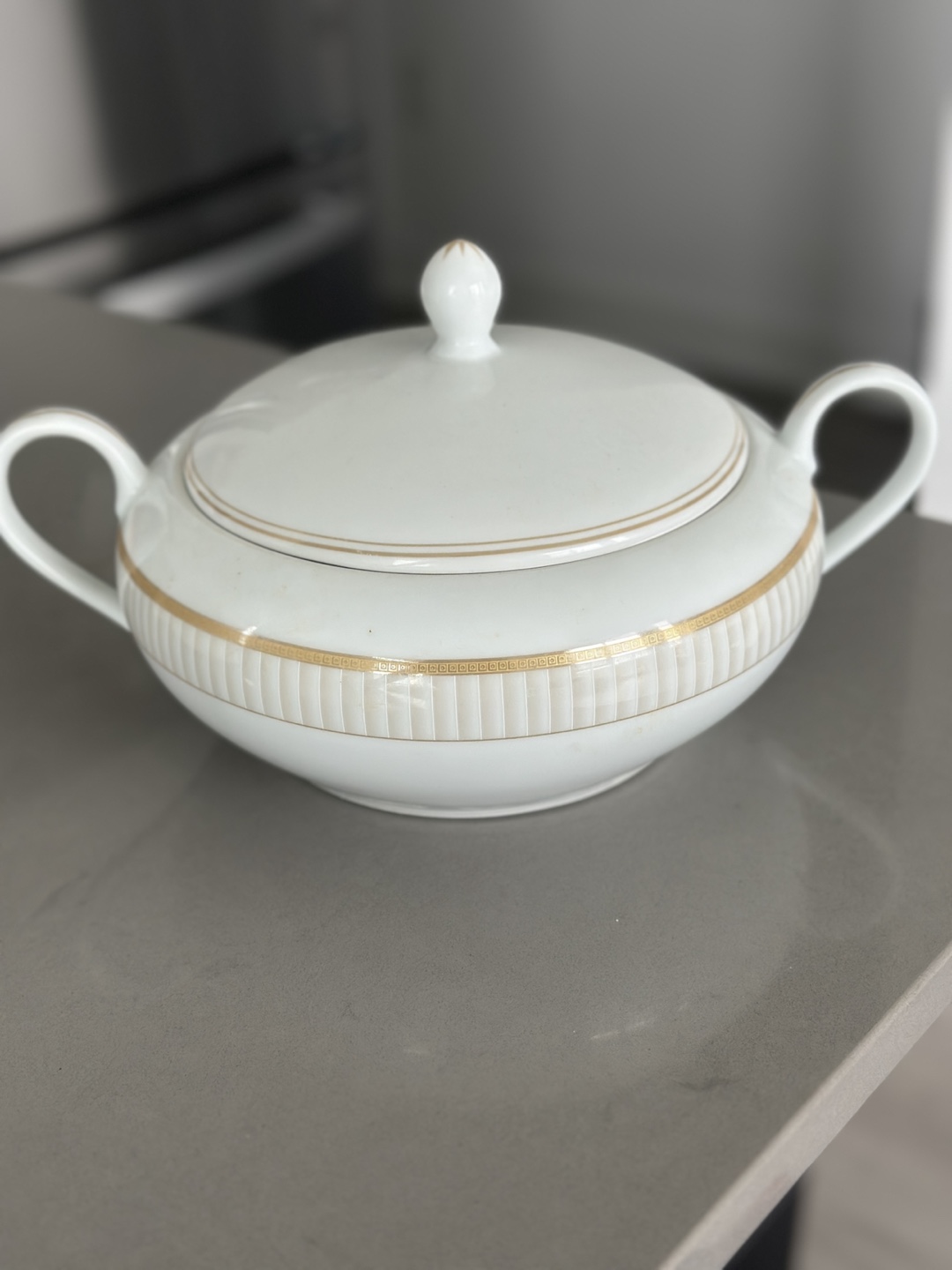 Elegant White Soup Tureen with Lid