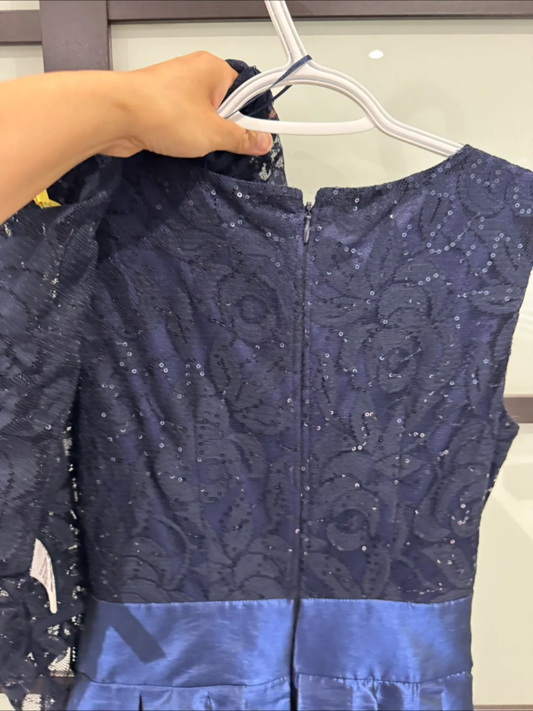 Navy Blue Lace & Taffeta Prom Dress with Bolero image indicator(6)