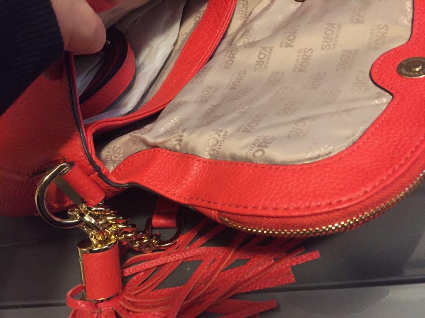 Michael Kors Red Leather Crossbody Bag with Tassel - photo 2
