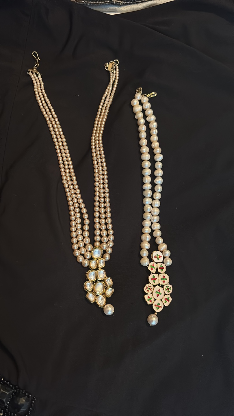 Two Beautiful Pearl Kundan Necklace Sets