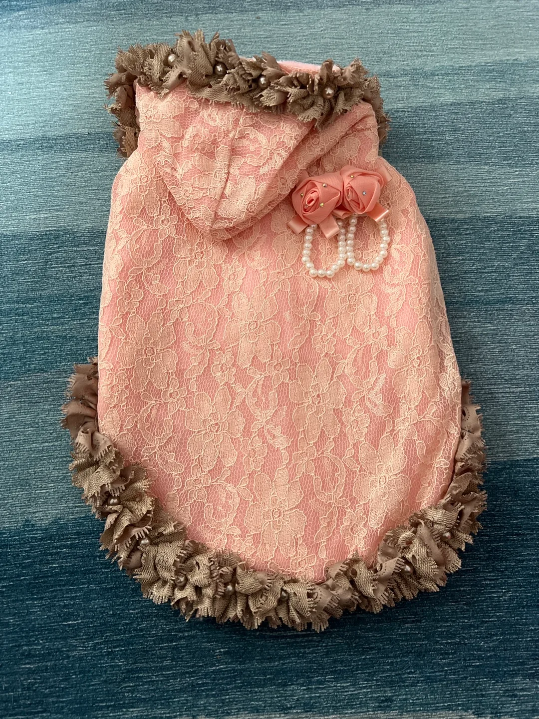 Fitwarm Adorable Peach Lace Dog Hoodie thumbnail