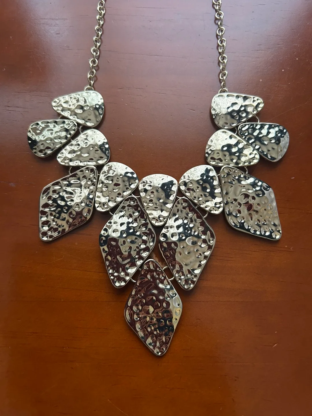 Gorgeous Gold Hammered Metal Statement Necklace image indicator(2)