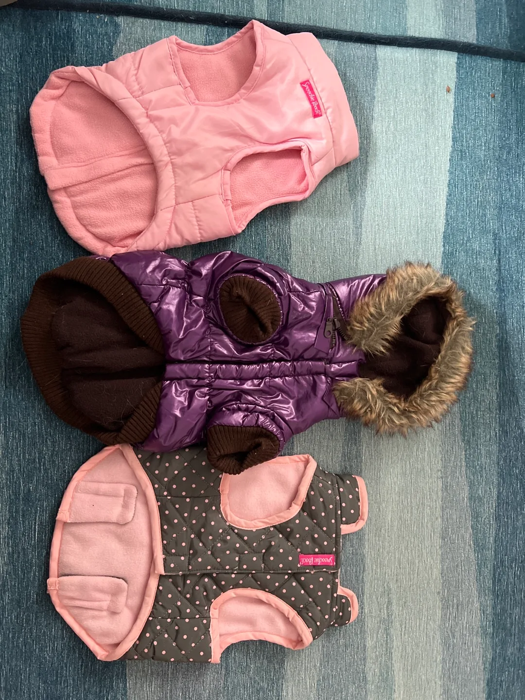 Three Dog Vests - Pink, Purple, and Gray thumbnail