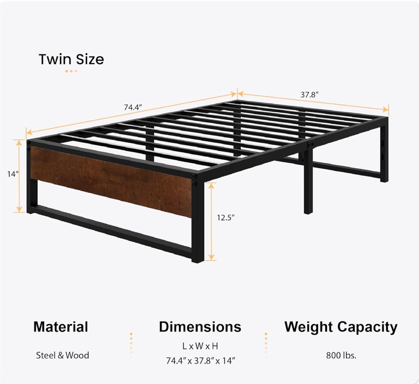Twin Bed Frame with Mattress - photo 4