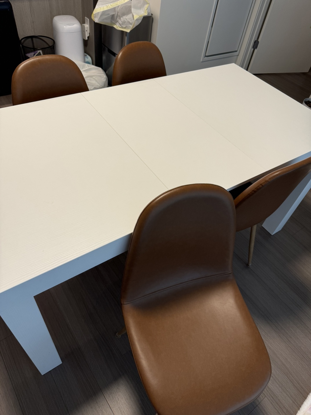 White Extendable Dining Table with 4 Chairs - photo 3