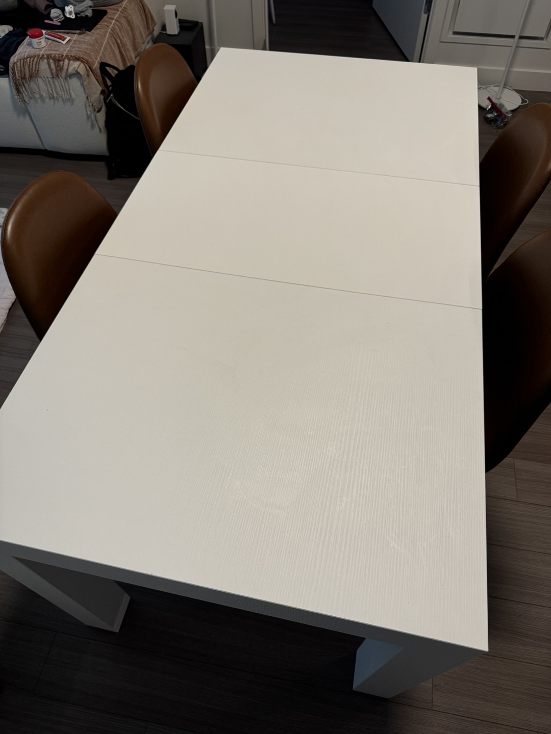 White Extendable Dining Table with 4 Chairs - photo 2