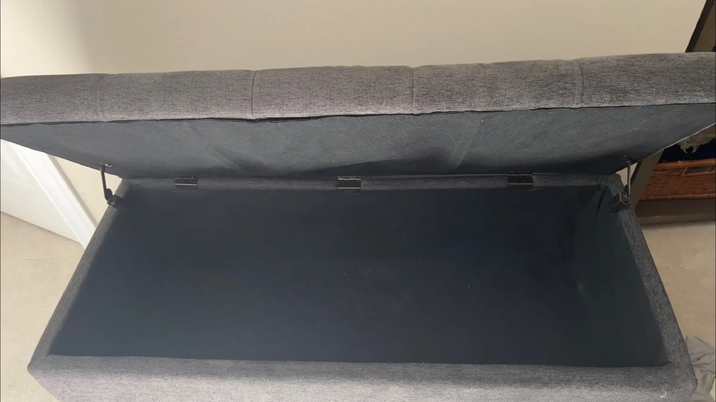 Grey Fabric Storage Ottoman Bench thumbnail