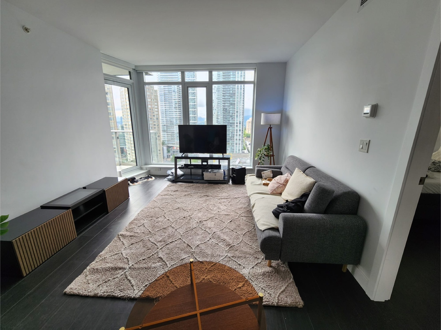 Large Shag Rug, Beige/Grey, Geometric Pattern
