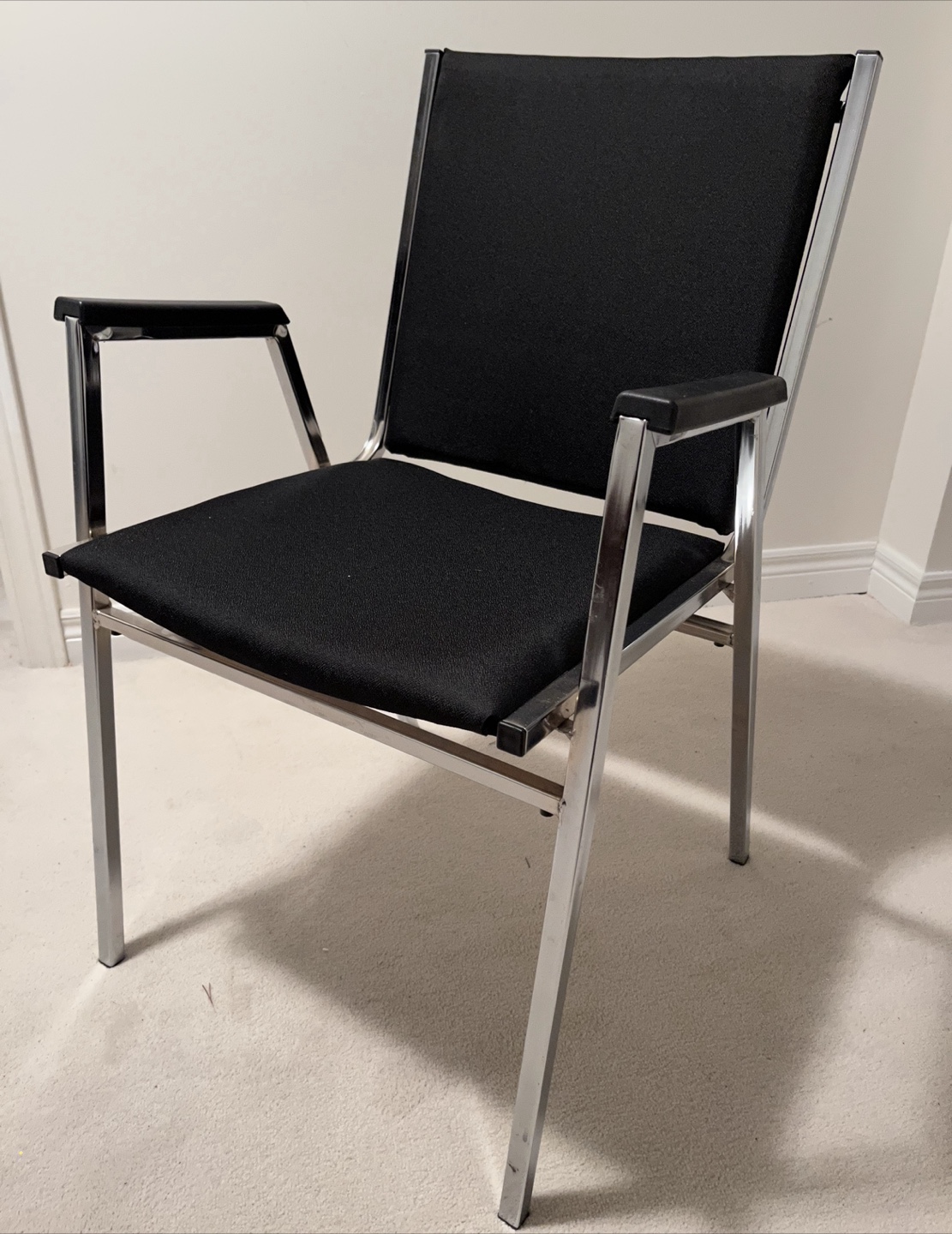 Chrome and Black Fabric Chair