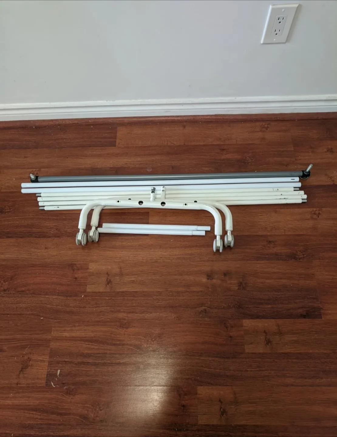 Bean bag and White Metal Rolling Garment and Shoe Rack thumbnail