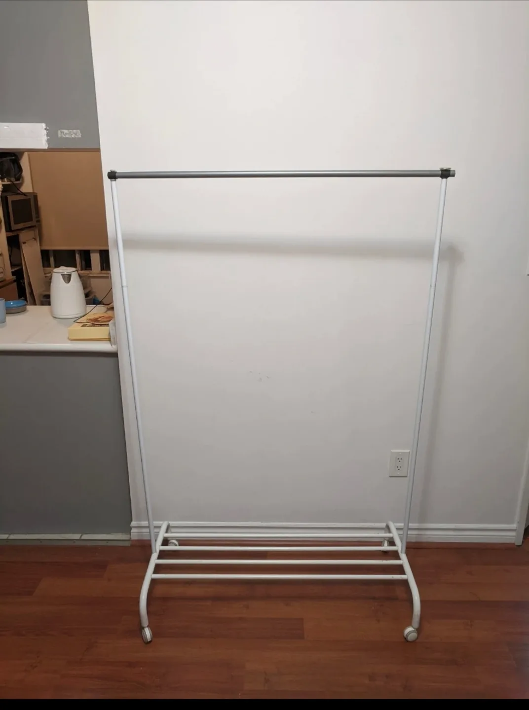 Bean bag and White Metal Rolling Garment and Shoe Rack image indicator(5)