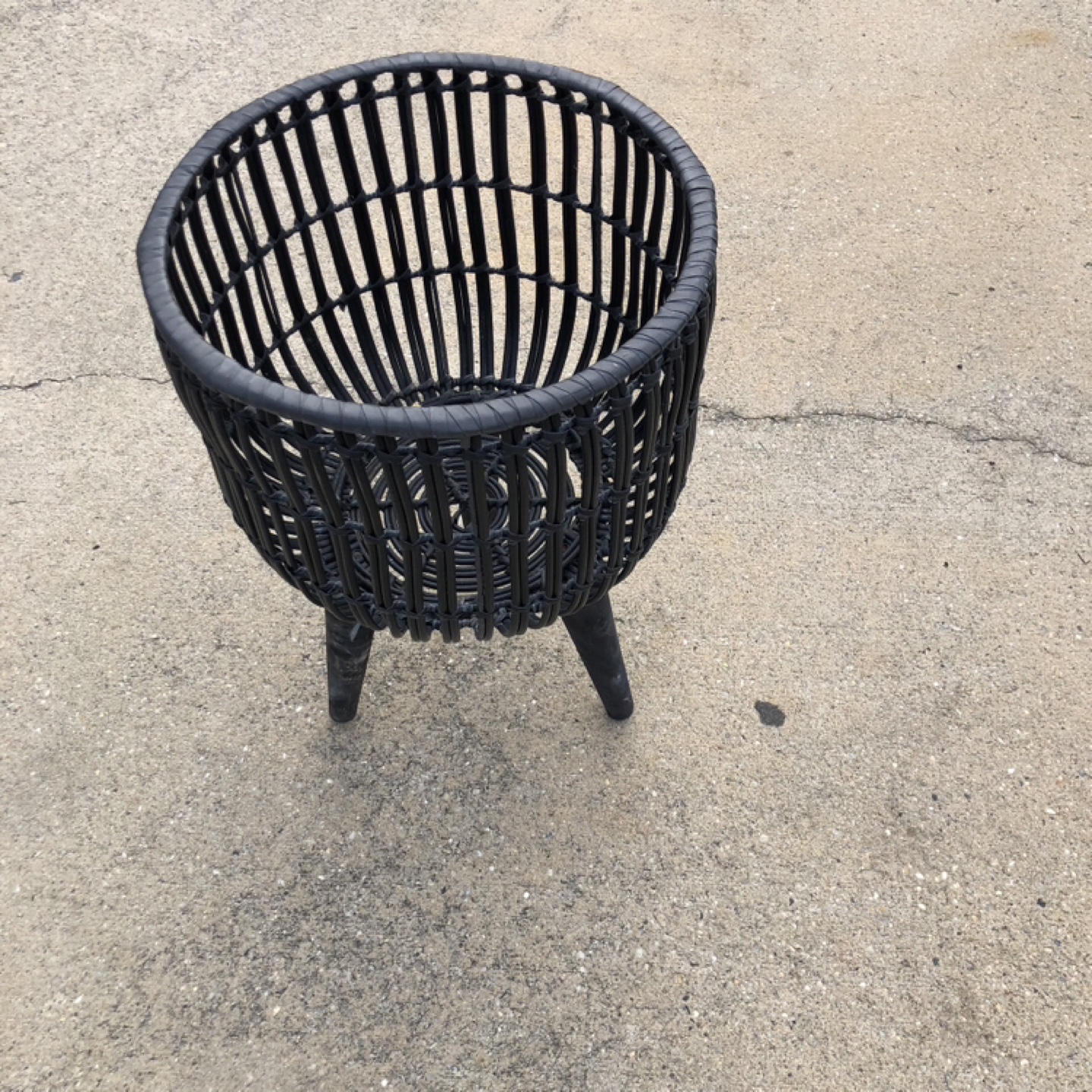 Black Rattan Planter Basket with Stand - photo 3