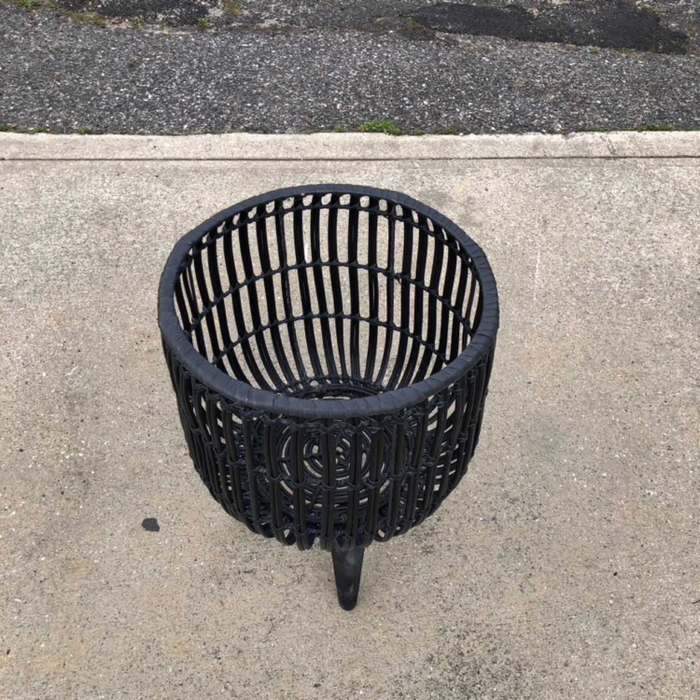 Black Rattan Planter Basket with Stand