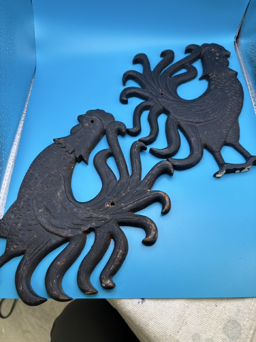 Pair of Vintage Rooster Wall Decor