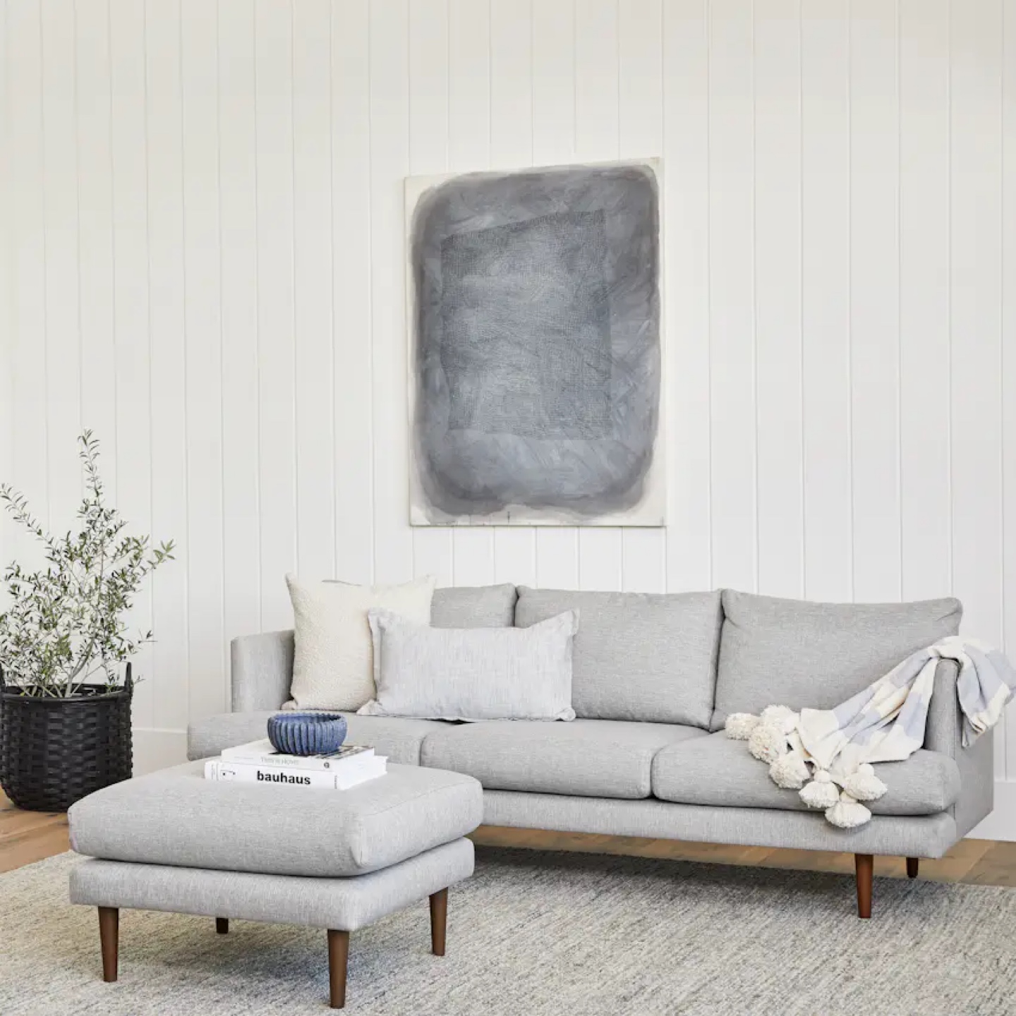 Article Burrard seasalt grey couch with ottoman