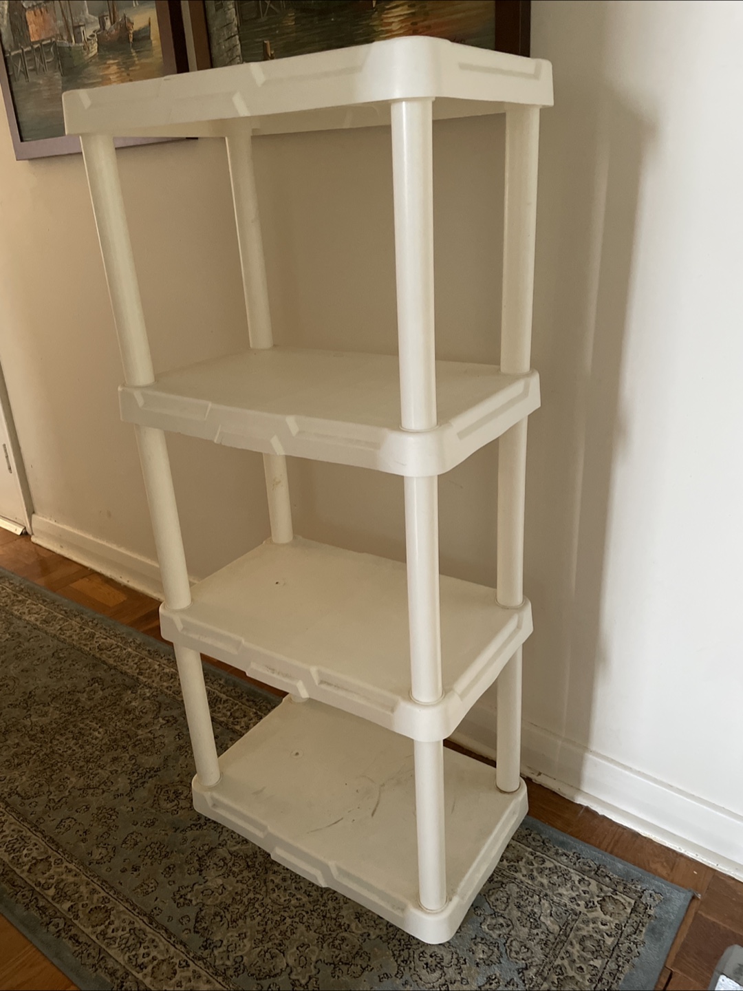 White Plastic 4-Tier Shelving Unit - photo 2