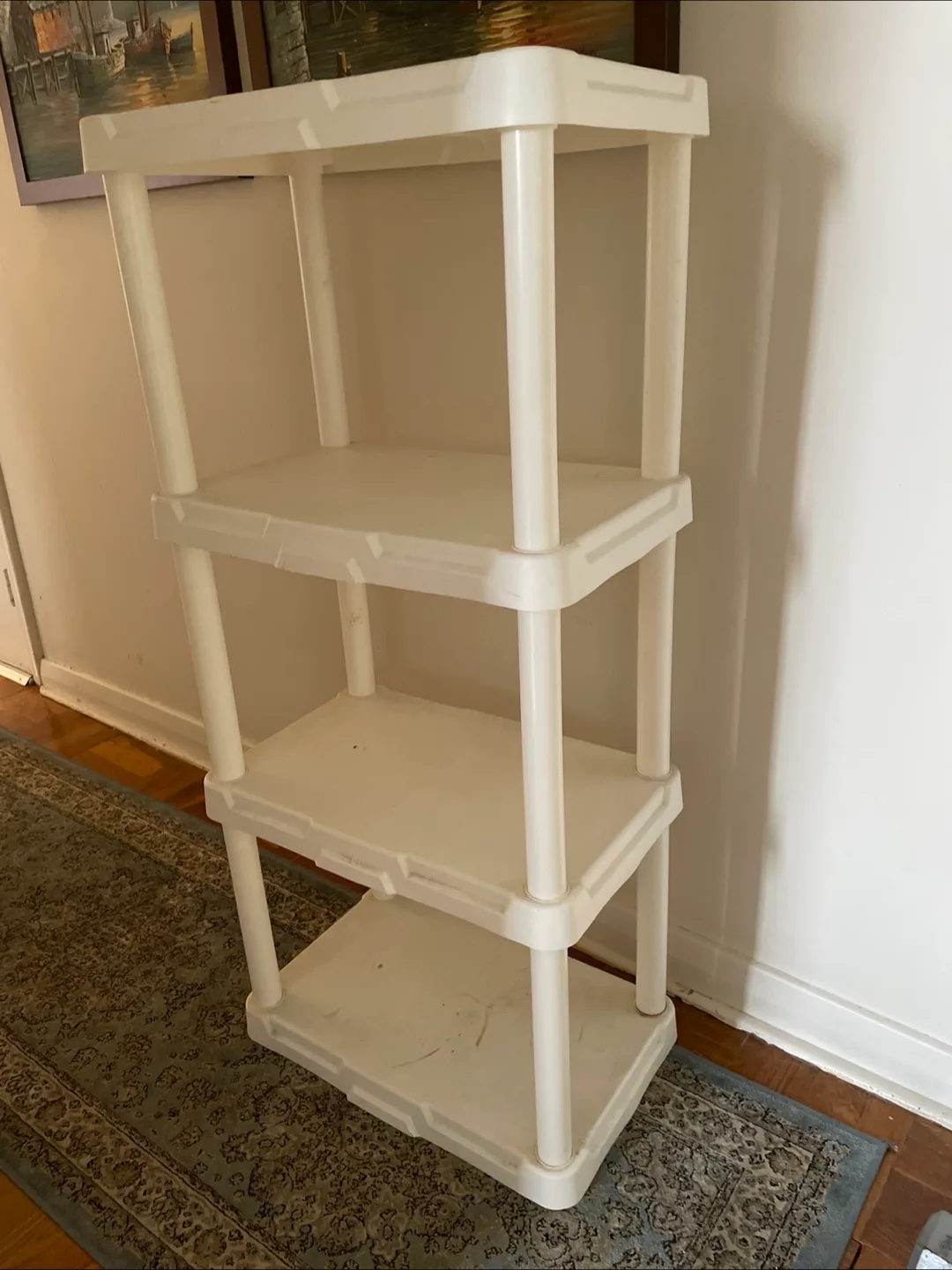 White Plastic 4-Tier Shelving Unit image indicator(2)