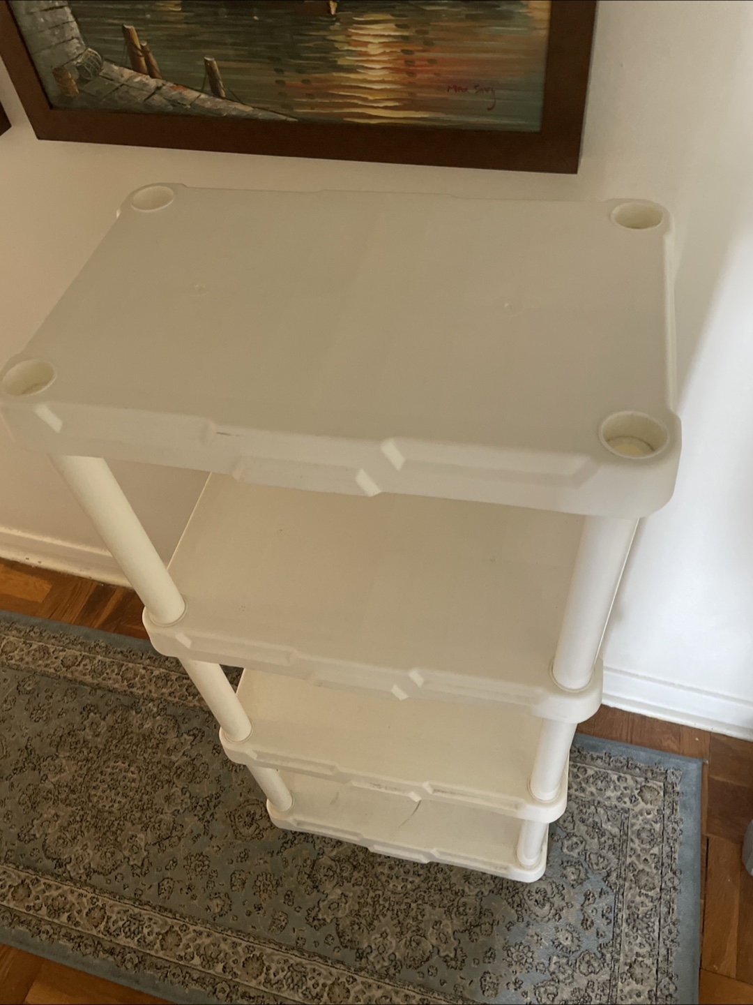 White Plastic 4-Tier Shelving Unit - photo 3