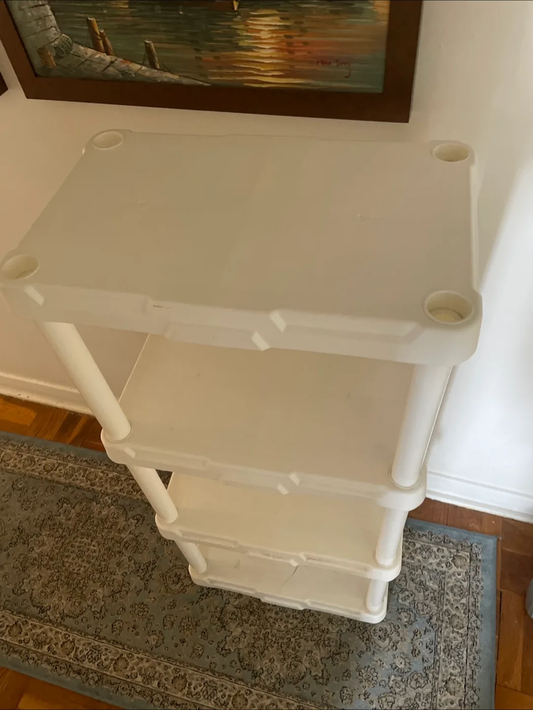 White Plastic 4-Tier Shelving Unit image indicator(3)