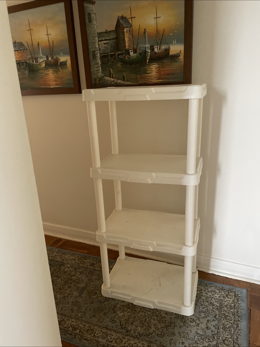 White Plastic 4-Tier Shelving Unit