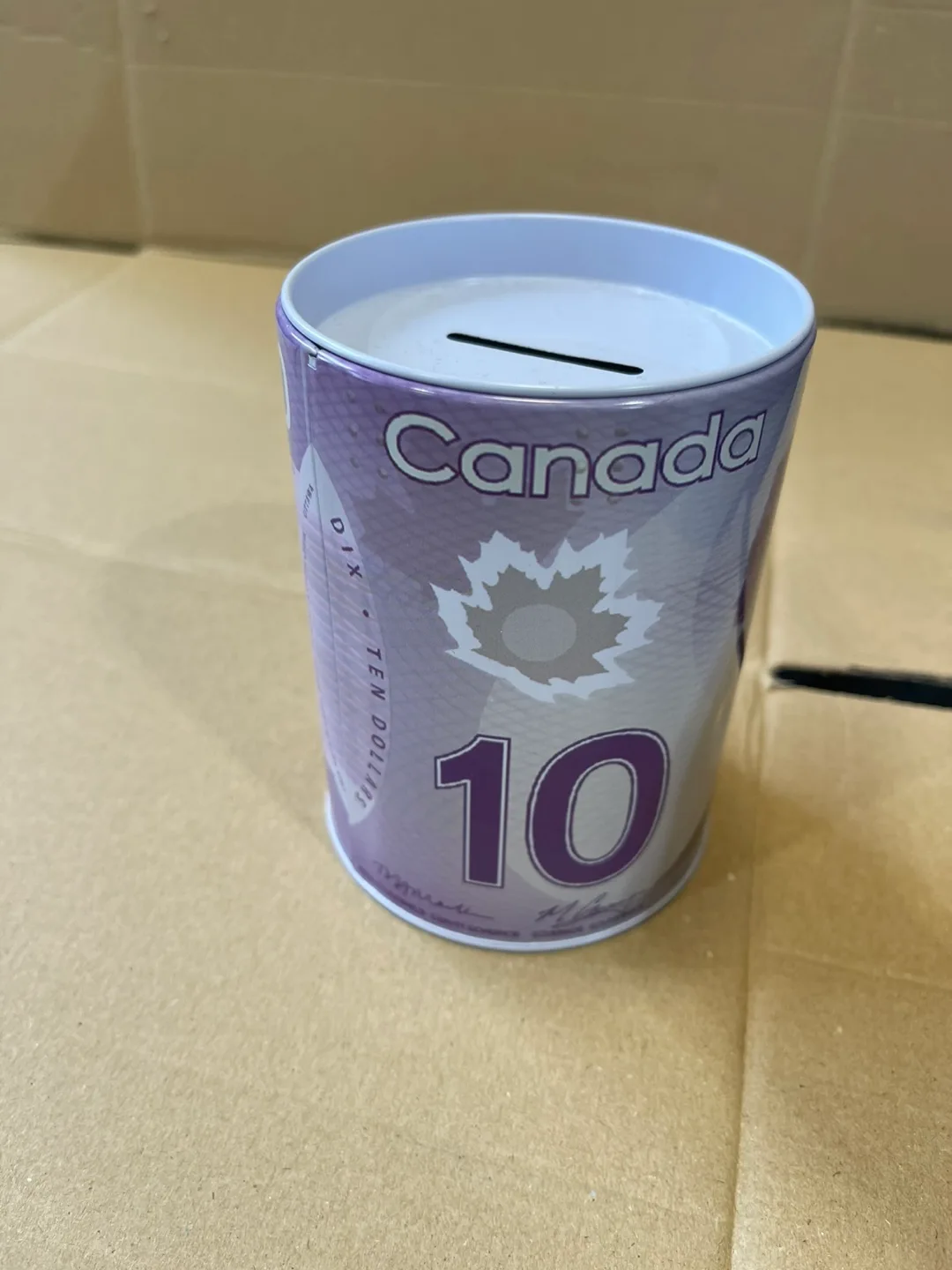 Canadian $10 Bill Design Metal Piggy Bank thumbnail
