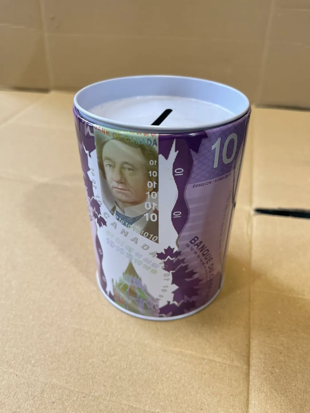 Canadian $10 Bill Design Metal Piggy Bank image indicator(2)