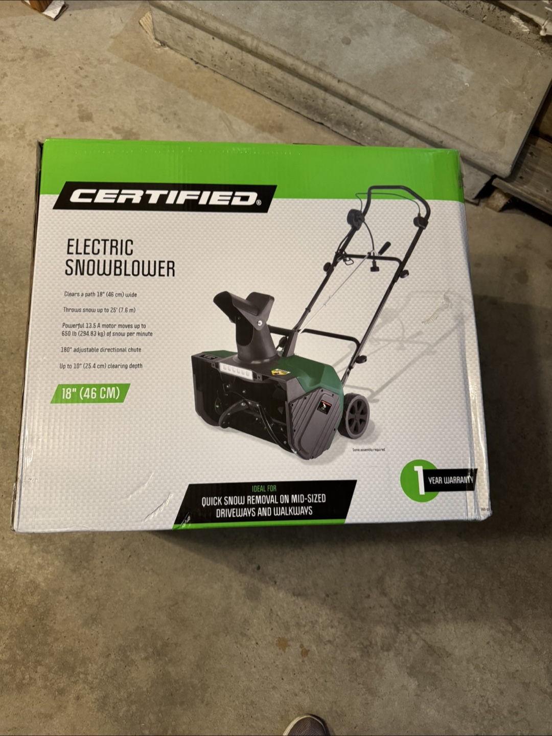 Certified 18" Electric Snowblower