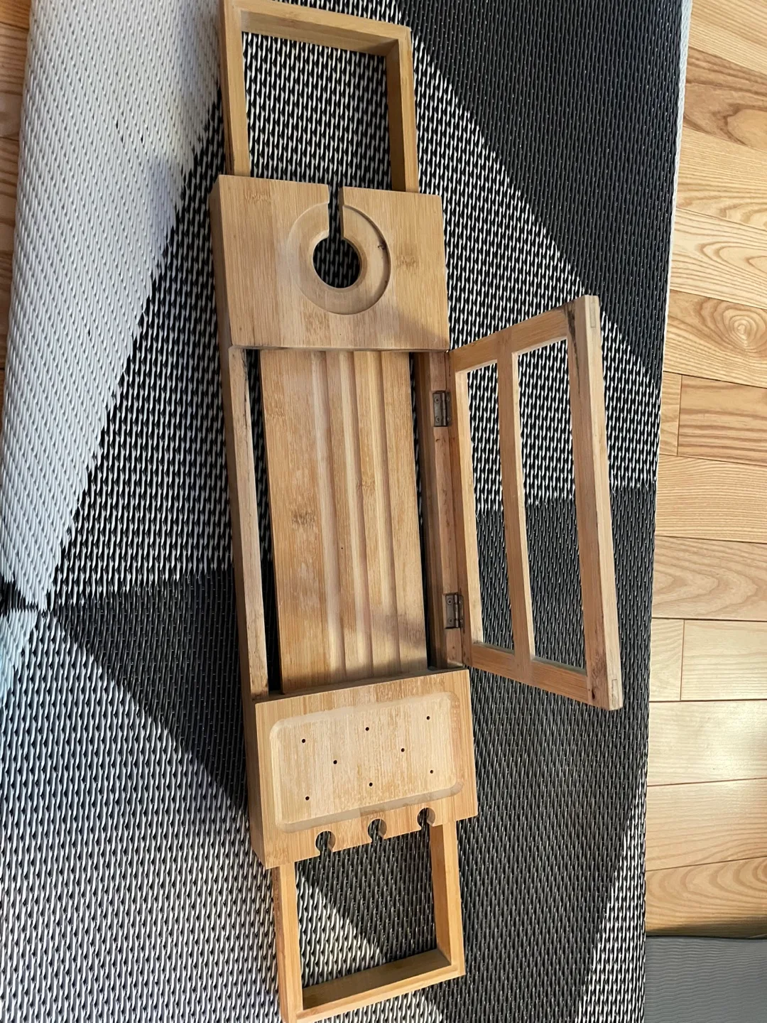 Bamboo Bath Caddy Tray: adjustable width thumbnail