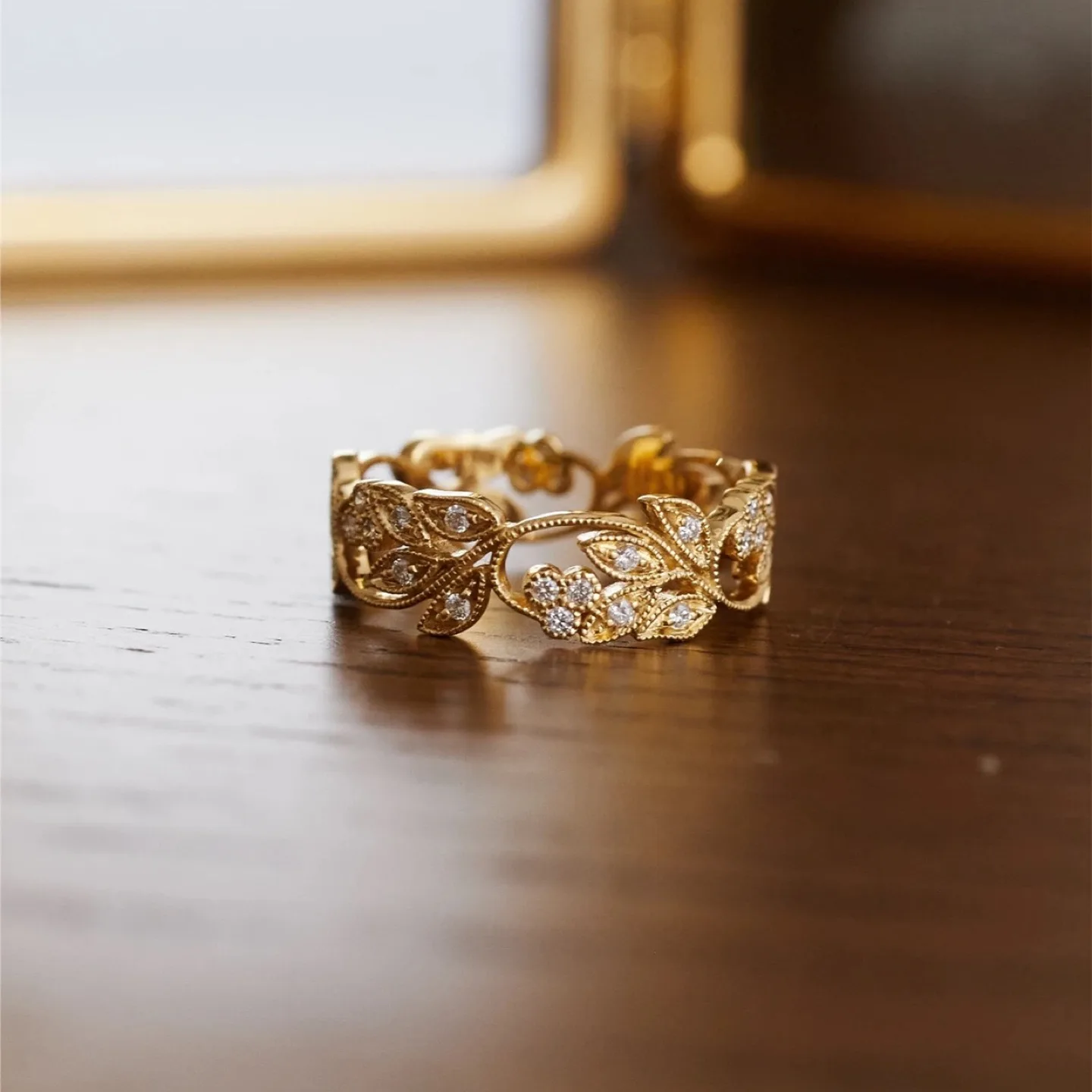 Brass Ring with cubic zirconia thumbnail