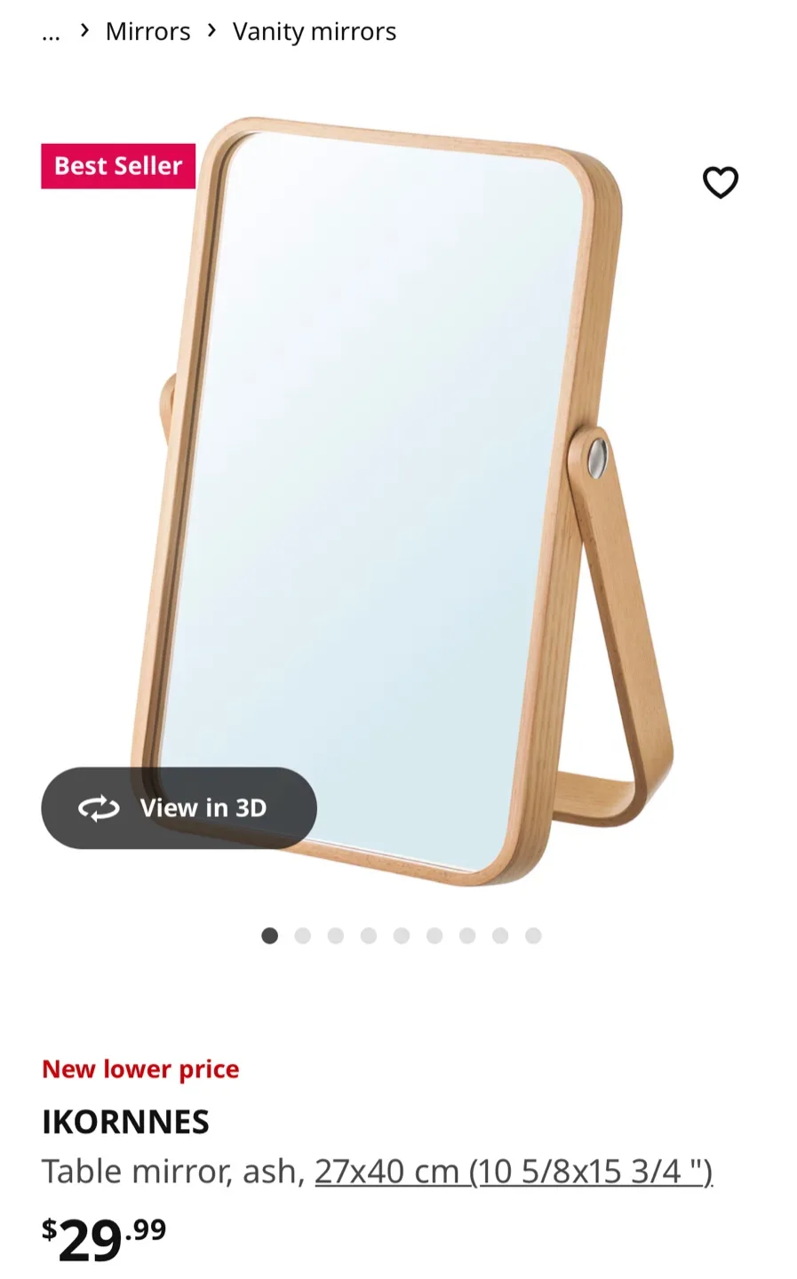 IKEA Ikornnes Ash Tabletop/Wall Mirror thumbnail