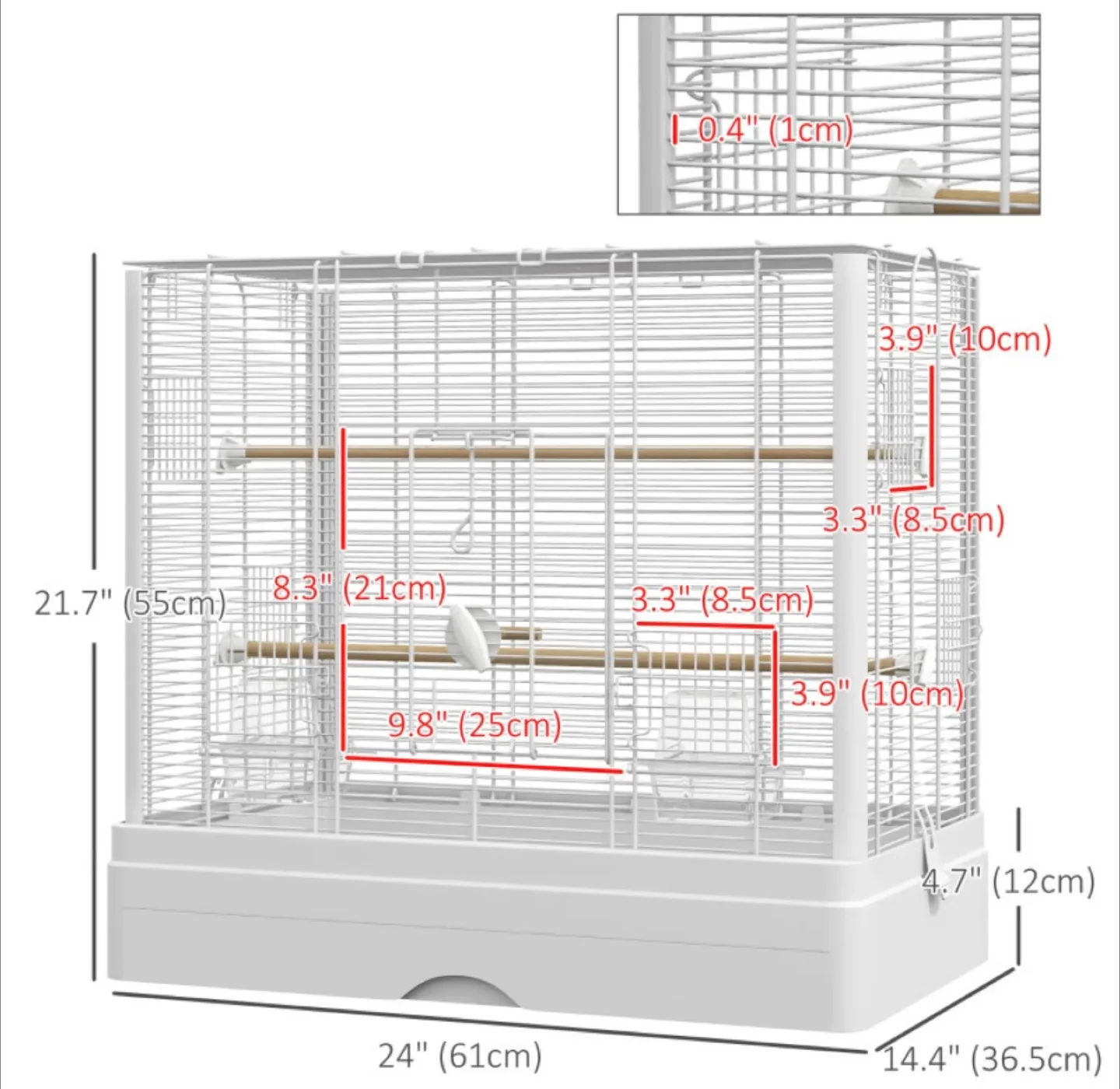 PAWHUT 22" BIRD CAGE WITH WOODEN STANDS thumbnail