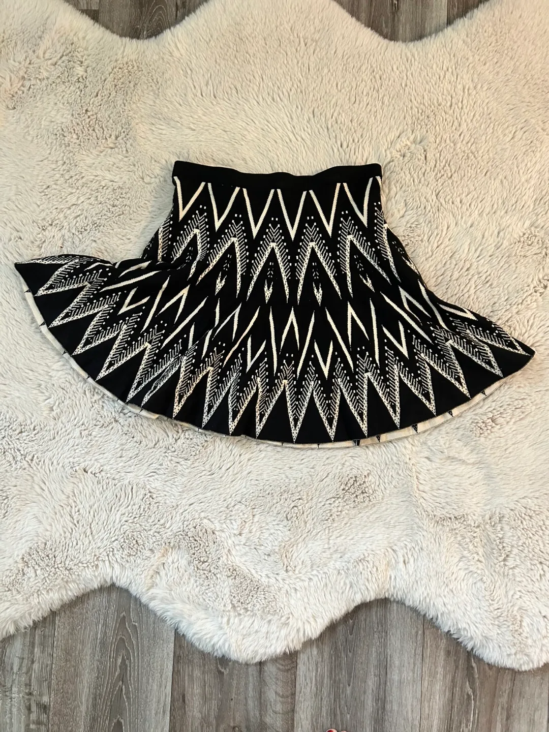 Lush Knit Mini Skirt - Black and White thumbnail