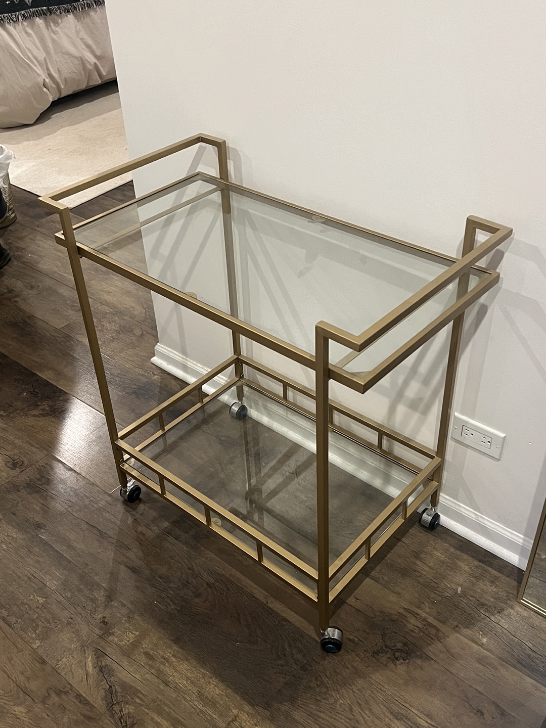 Gold Metal and Glass Bar Cart - photo 2