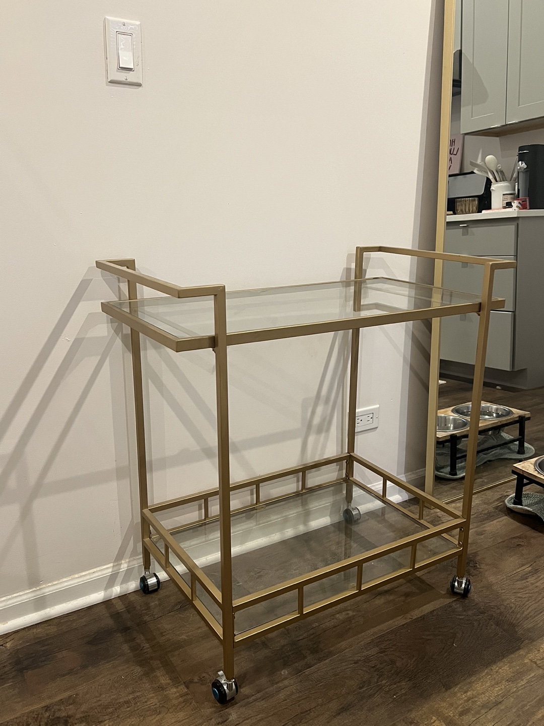Gold Metal and Glass Bar Cart - photo 4