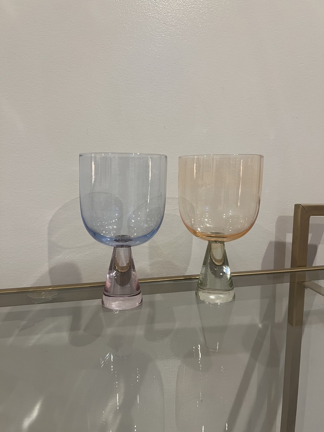 Pair of Vintage Colored Glass Goblets