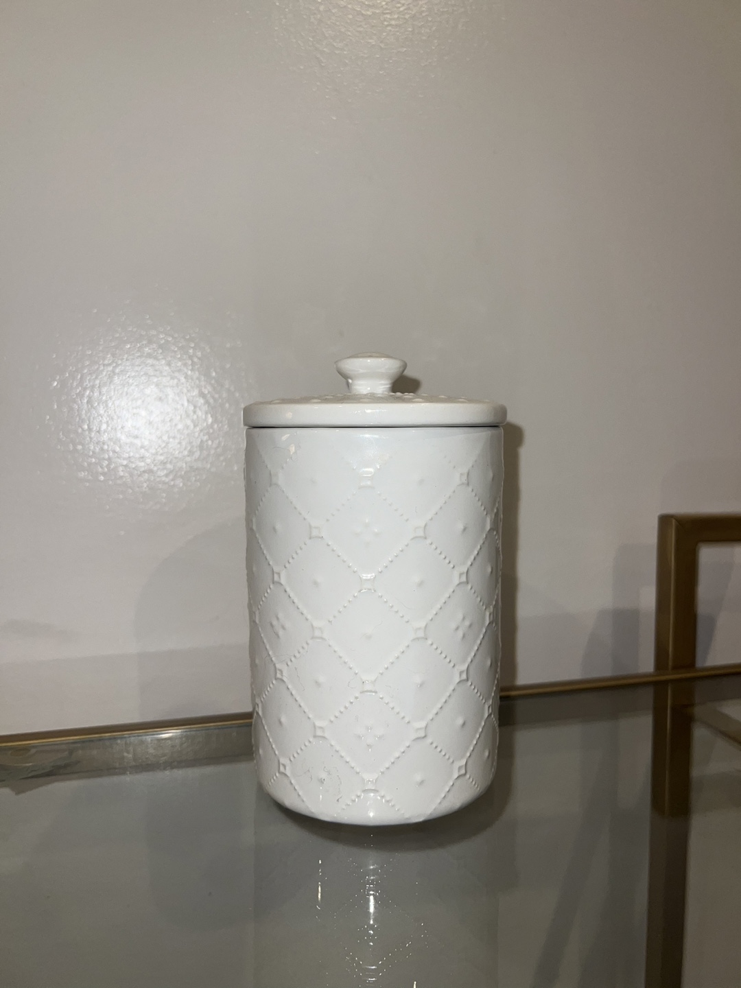 White Ceramic Canister with Lid
